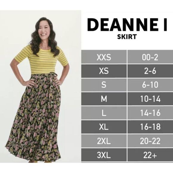 LuLaRoe Deanne Pleated Wrap Skirt Size 16/18 Black &White Floral NEW Lightweight - Picture 11 of 11